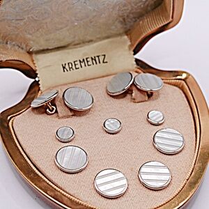 Antique Platinum Clad Gold Filled Tuxedo Stud Set with Cufflinks